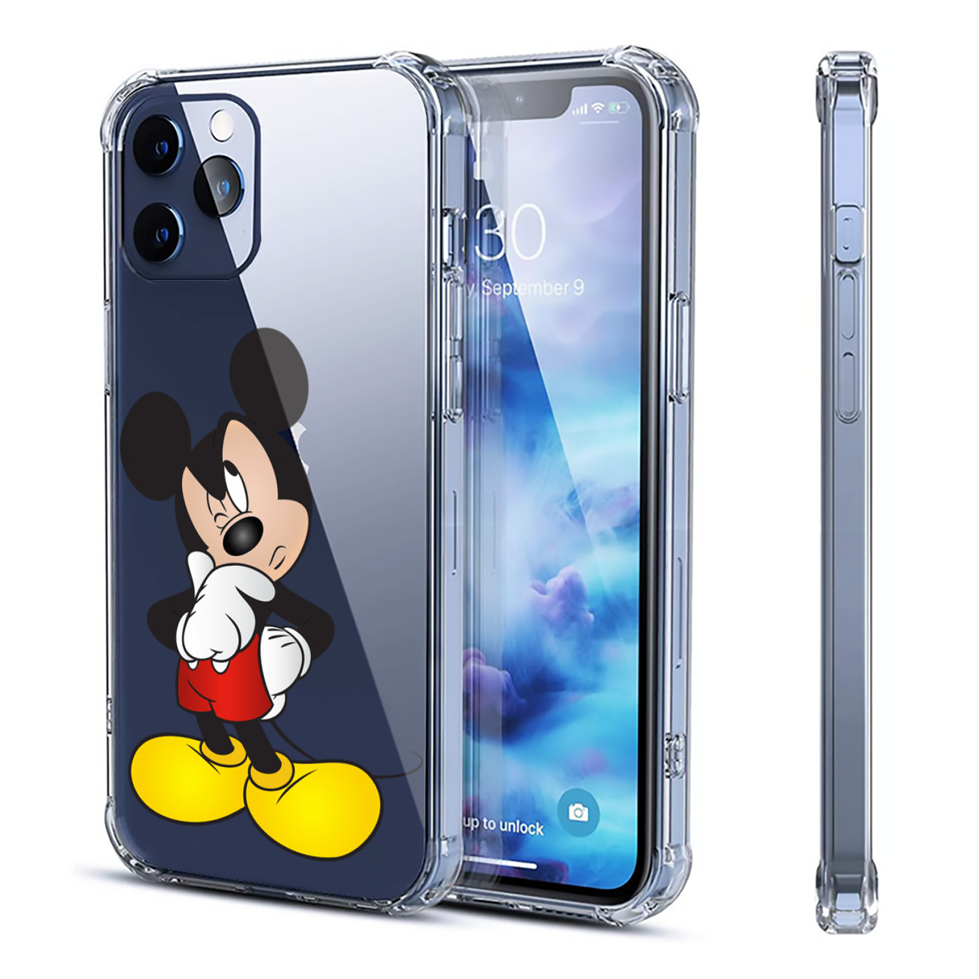 （画像用） ミッキーマウス Mickey Mouse 【iPhone 12シリーズ対応】透明スマホケース（クリアソフトケース）